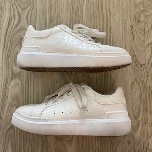 White Pleather Sneakers